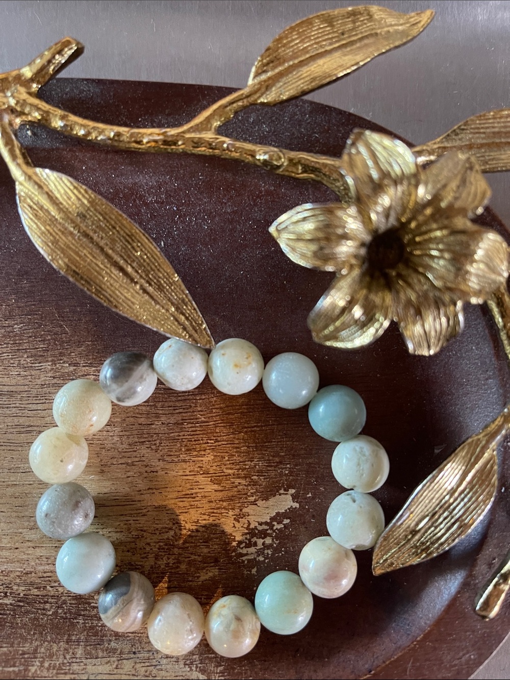 Amazonite Beaded Stretch Bracelet in Pale Blue-Green